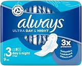 Always Ultra Day & Night Sanitary Napkins with Wings Size 3 Pack of 9