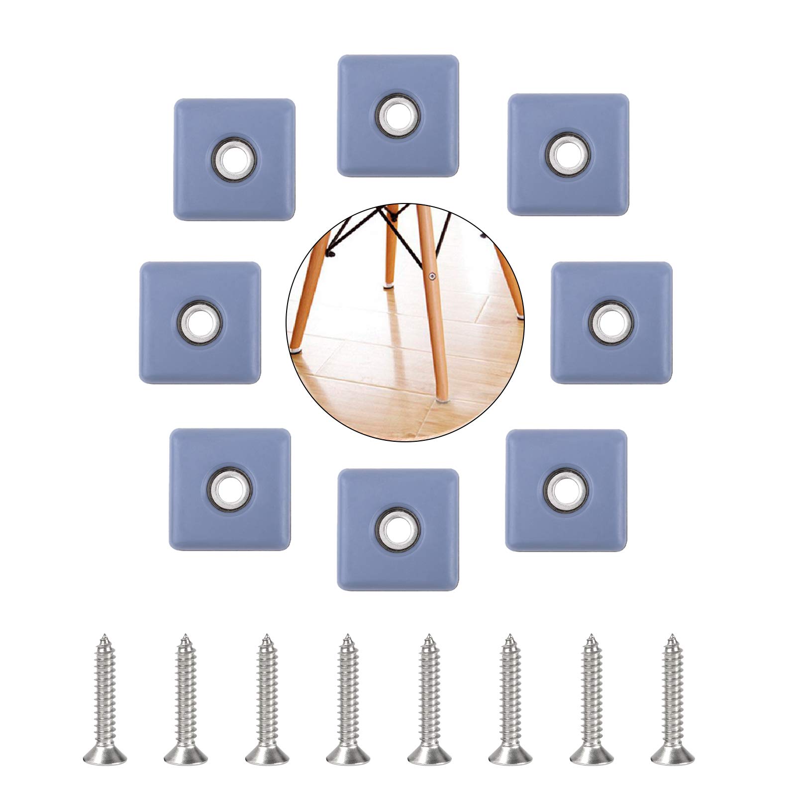 INCREWAY Furniture Sliders, 8pcs 40mm Furniture Leg Protectors with Screws Square Chair Leg Protectors Furniture Glide Pads for Table Chair Sofa Cabinet