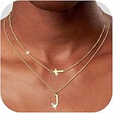 Dochais Layered Gold Necklaces for Women Trendy Dainty Cross Choker Necklace 14k Gold Plated Stack Initial Statement Pendant Chain Necklace