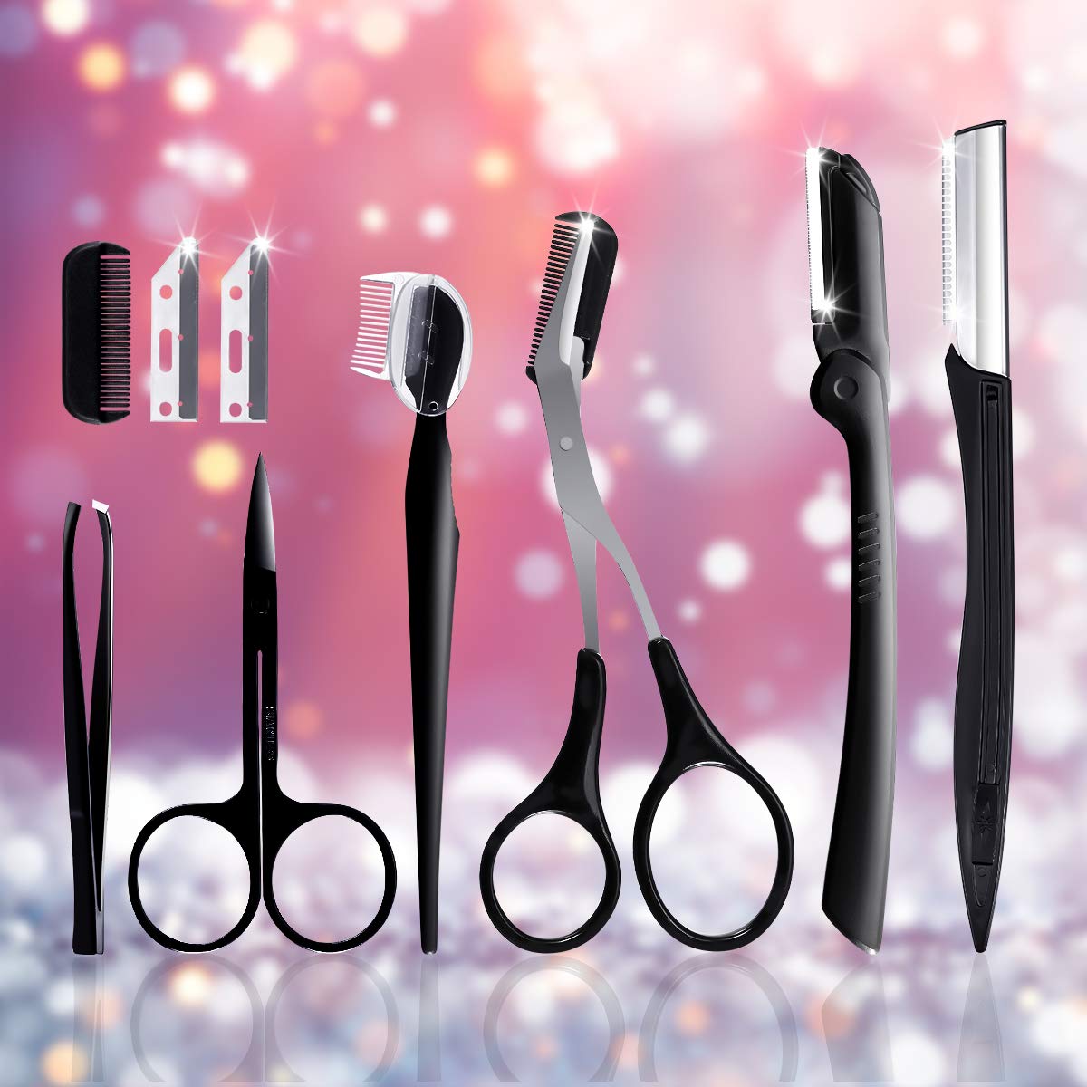 Eyebrow Razor, Hizek 6 in 1 Eyebrow Kit, Multipurpose Exfoliating Dermaplaning Tool Face Razors for Women, Including Facial Trimmer Shaver, Eyebrow Brush, Scissors, Tweezers, Storage Bag : Beauty