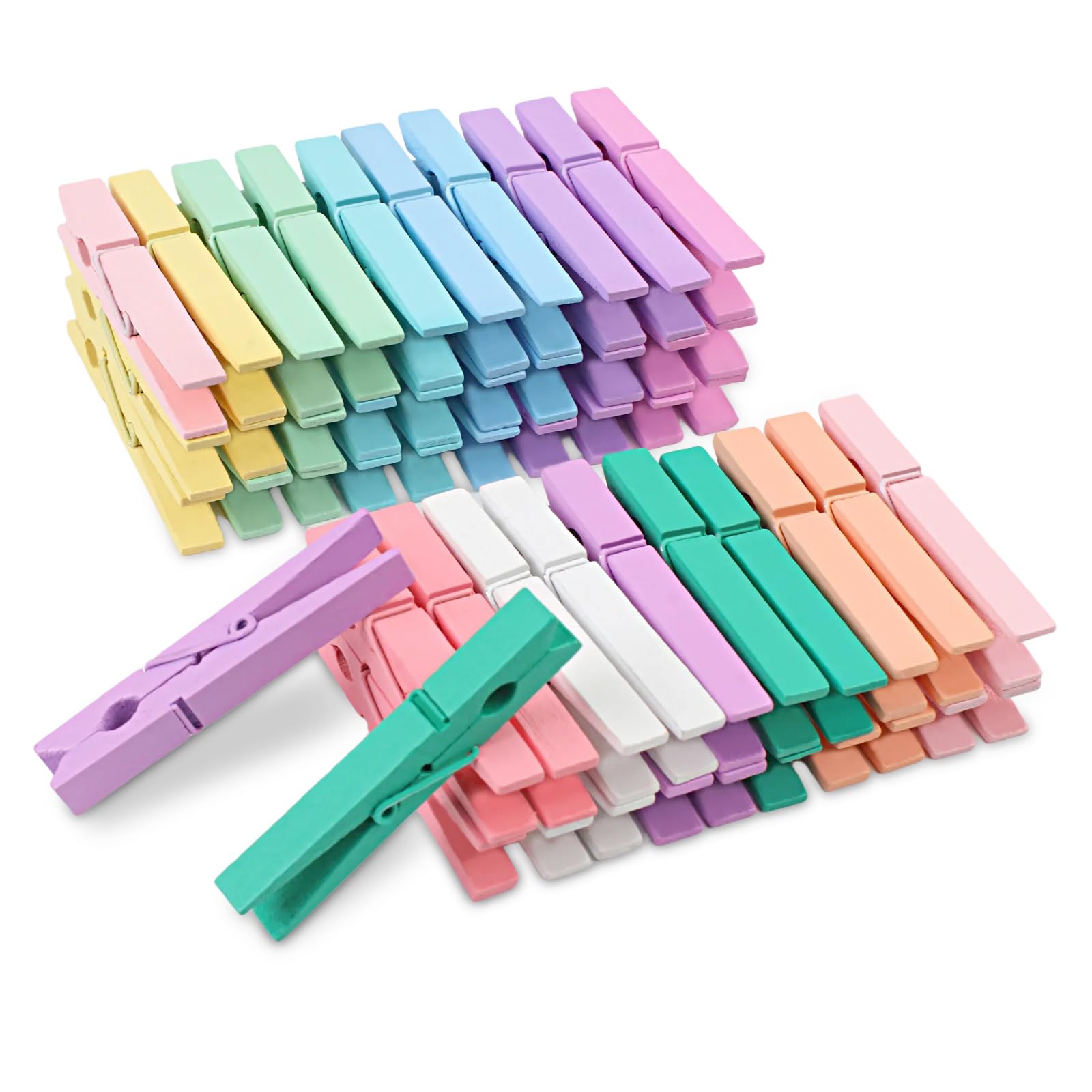Phinus 72 Pcs Wooden Clothes Pins, 2.9 Inch Clothes Pins for Hanging Clothes, Pictures, Photos, Classroom, Crafts, Decoration, Colorful Clothespins Heavy Duty(Pastel Color)