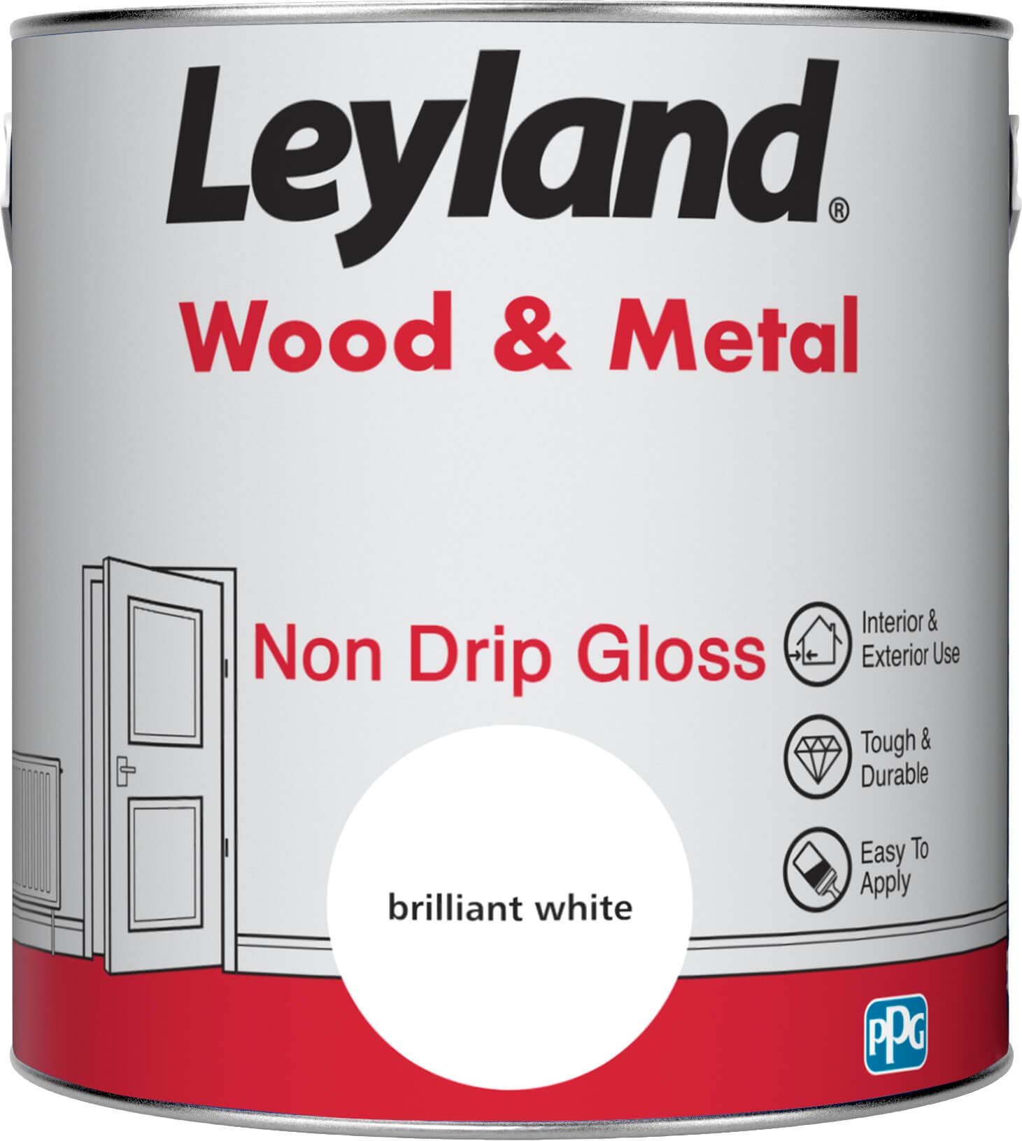 Leyland Wood & Metal Non Drip Gloss, Brilliant White, 2.5 Litre