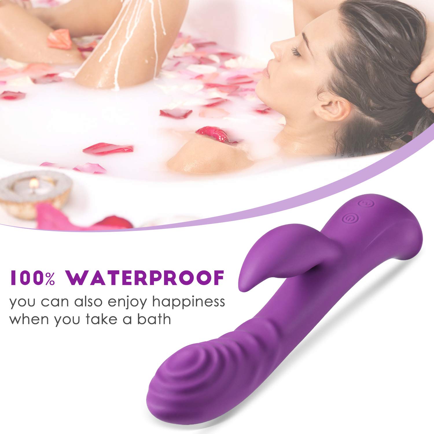 AL\'OFA Vibrador Rabbit G-punto Clitoris Vibrante Estimulador 10 Modos USB Recargable Impermeable Juguetes Sexuales, Morado