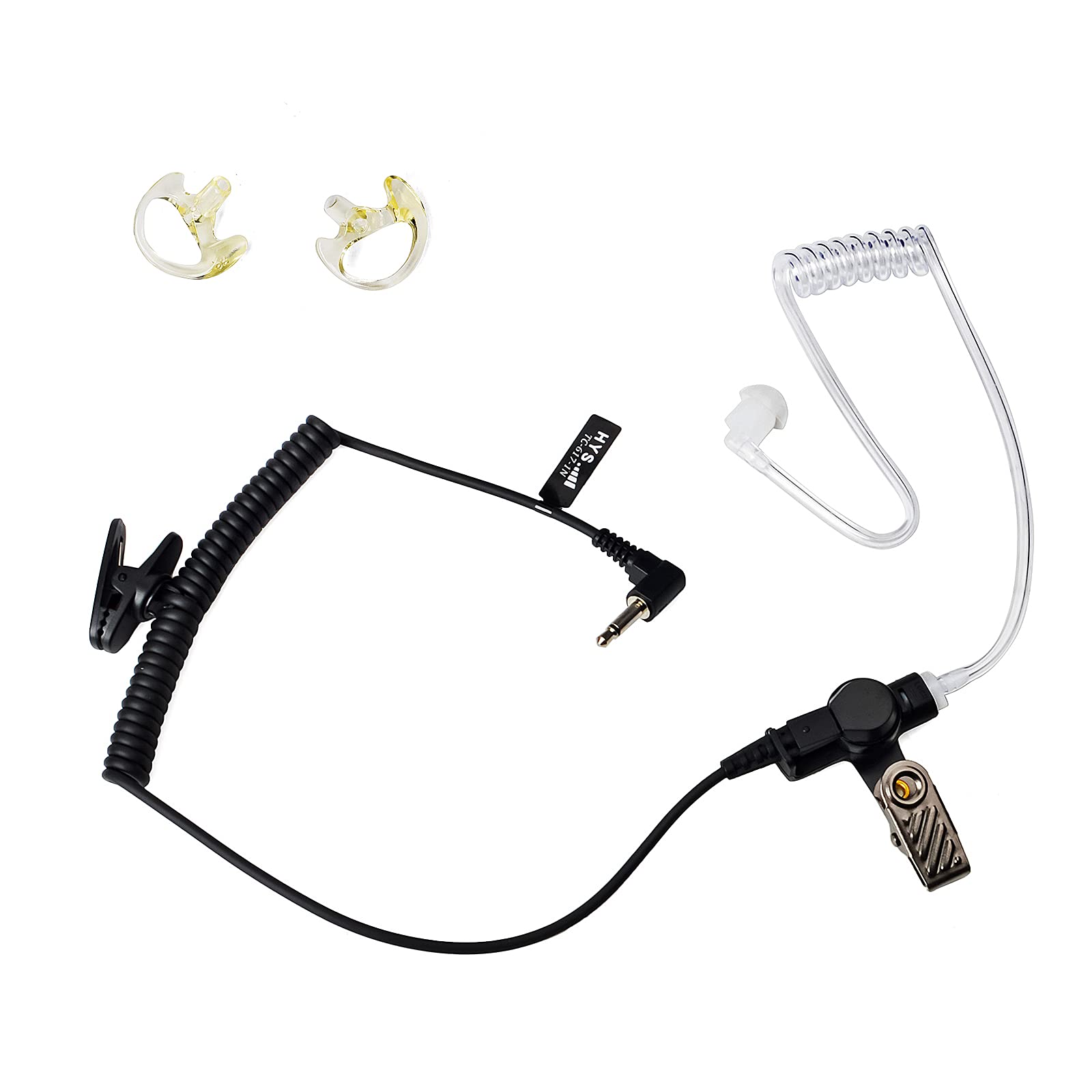 TWAYRDIO Walkie Talkie 3.5mm Earpiece Air Tube Covert Earphone Headset With A Pair of Medium Earmold For 1 Pin Two Way Radio Motorola Kenwood Vertex Yaesu Speaker Mic