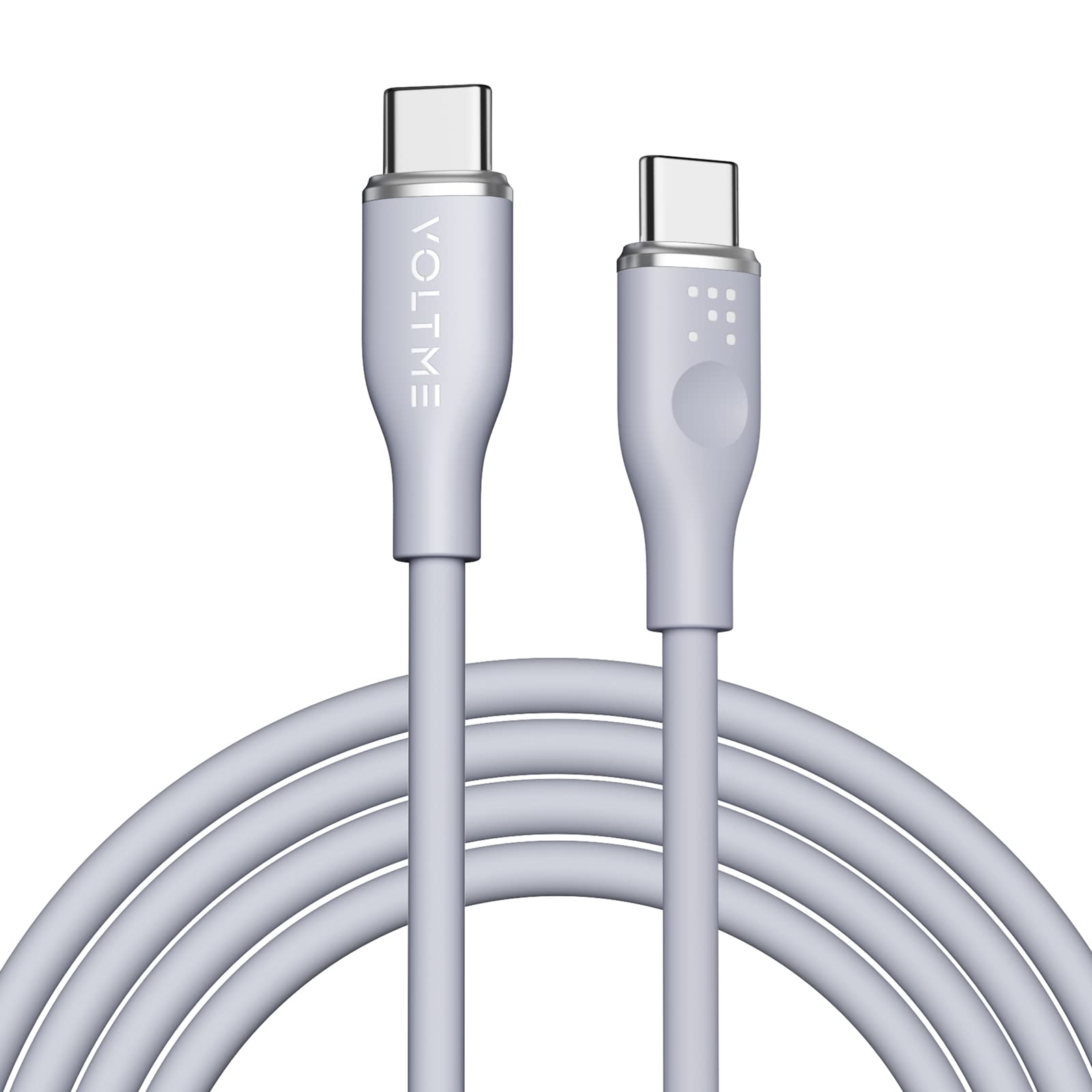 VOLTME USB-C to USB-C Cable 1.8M Grey, Compatible with Power Delivery USB 2.0 Fast Charge USB Charger 3A Samsung ultra soft, firm and flexible