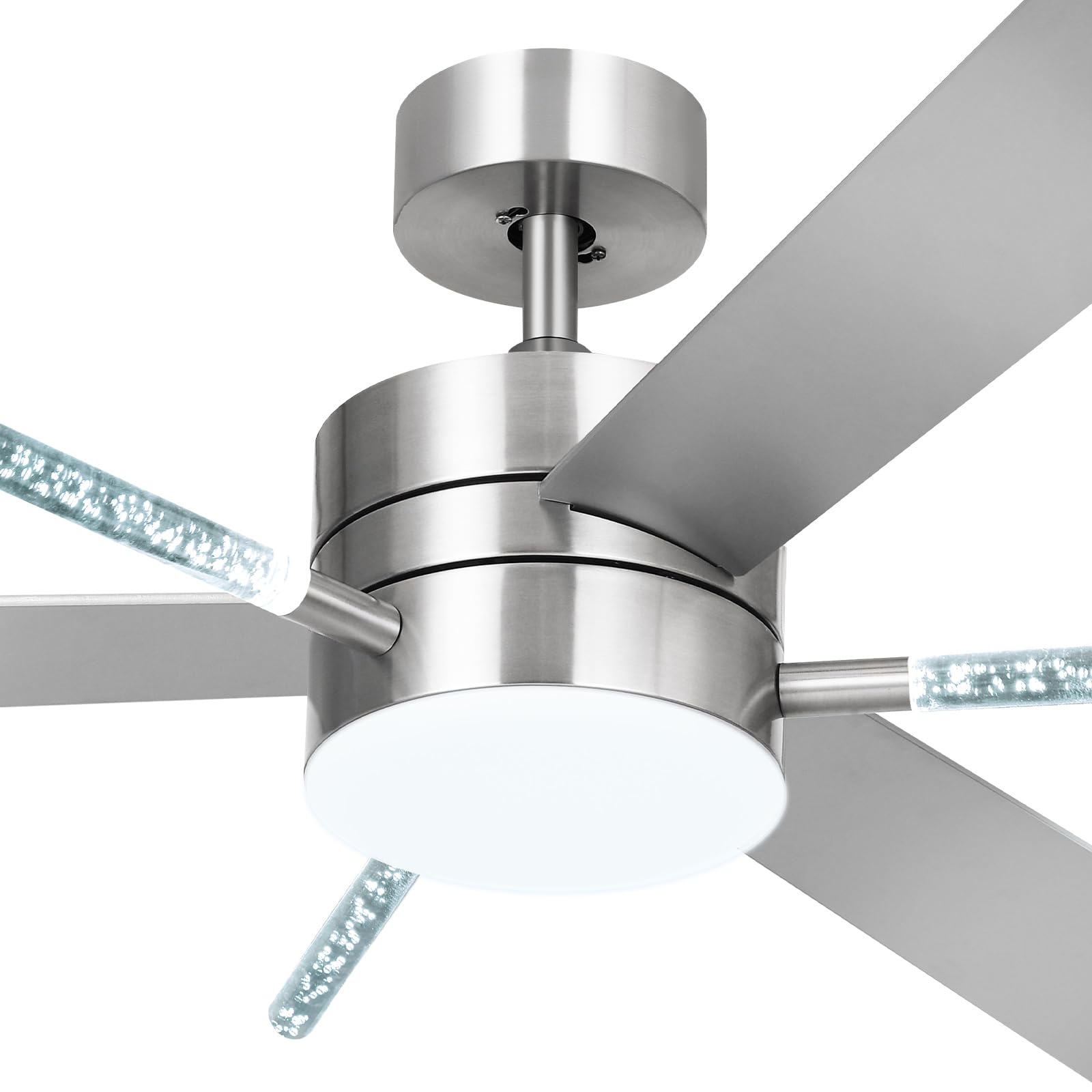 Photo 1 of YITAHOME 60 Inch Crystal Ceiling Fan with Light & Remote, Noiseless DC Motor, 3 Color Adjustable LED, Reversible Airflow & Memory Function, Modern Chandelier Style for Home (Nickel)