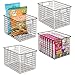 mDesign Metal Wire Food Storage Basket Organizer with Handles for Organizing Kitchen Cabinets, Pantry Shelf, Bathroom, Laundry Room, Closets, Garage - Concerto Collection - 4 Pack - Bronze