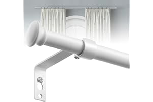 LAKEROD White Curtain Rods for Windows 28 to 50 Inch - 5/8” Heavy Duty Curtain Rods Set,Decorative Cafe Drapery Rods with Brackets - Matte Rustic