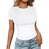 ZNVGIRL Women's T Shirt Basic Short Sleeve Summer Tops Slim Fit Y2k Tees Going Out Crop Top