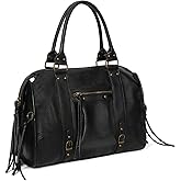 Vegan Leather Tote Bags for Women Vintage Hobo Bag Studs Fringe City Bag with Adjustable Crossbody Strap