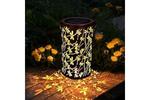Qoosea Solar Lanterns Outdoor Waterproof Solar Hanging Dragonflies Solar Lights Outdoor Waterproof Dragonfly Garden Decor Gift for Garden Patio Yard Pathway Walkway Parties Holidays Birthdays