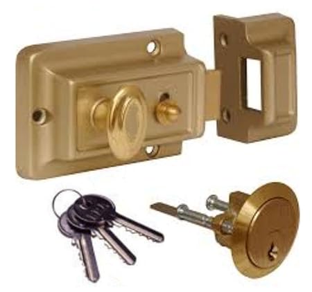 Champagne Brass Traditional Nightlatch Front Door Lock Night