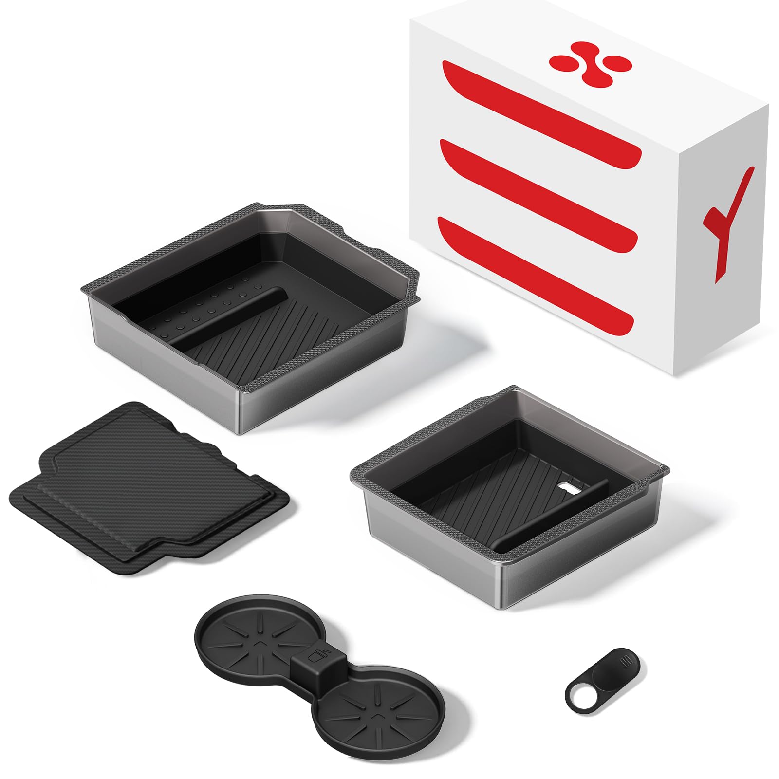 Photo 1 of Center Console Organizer Tray for Tesla New Model Y Juniper Accessories 2025 2026(Material PC superior/Dedicated vehicle design) For Tesla Model 3 Highland Accessories 2025 2024?5PCS black?