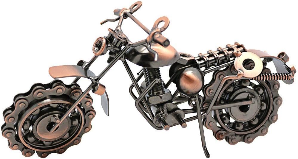 Kingdommax Vintage Handcrafted Iron Metal Motorcycle Model Collectible Art Sculpture Metal Chainwheel Motorbike Sculpture