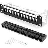 Enmane 12 Port Patch Panel CAT6 Keystone Patch Panel (EC Listed) Wall Mount 10 Inch Bracket Included for Cat6, Cat5e, Cat5 Cabling (1U CAT6)