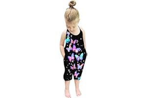 Lindanina Baby Backless Strap Slouch Jumpsuit for Toddler Girls Cute Harem Halter Romper Pants with Pockets