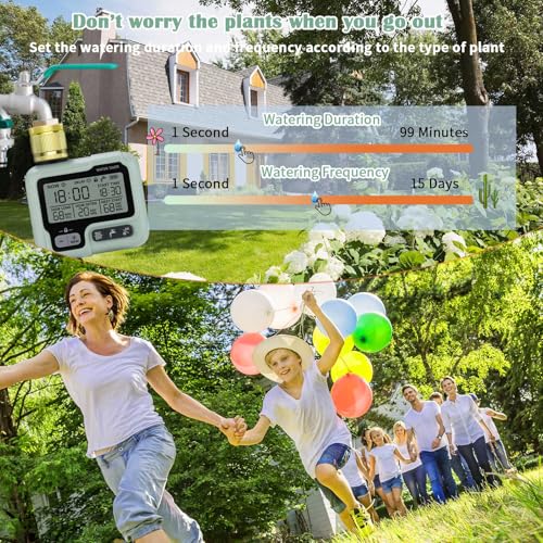 Johgee Watering Computer with Brass Inlet, Garden Watering Timer with Rain Delay, Automatic/Manual Watering Control Programmable