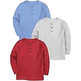 Arshiner Toddler Boys 3 Pack Long-Sleeve Henley T-Shirts Casual Cotton Graphic Shirt for 2-9 Years