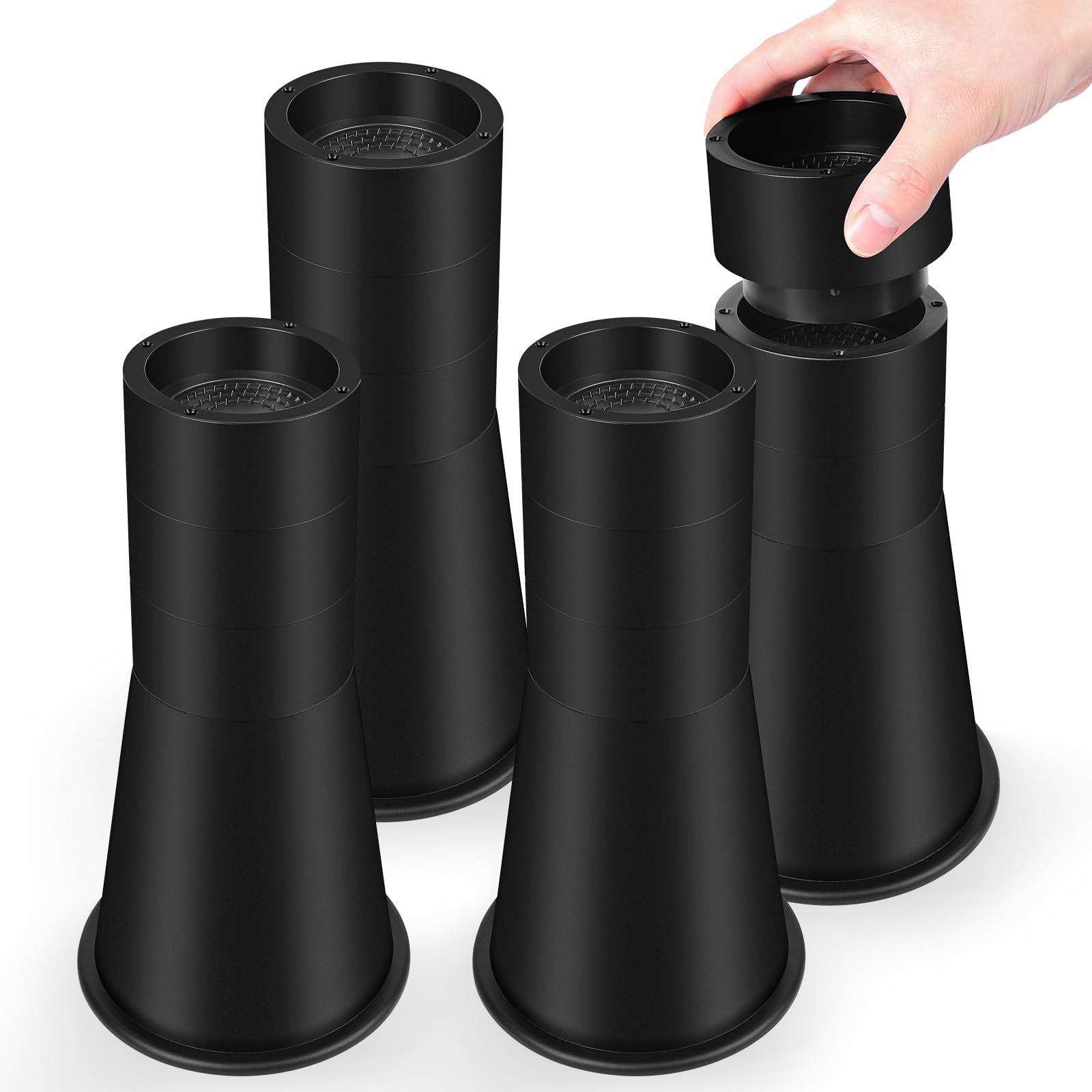Photo 1 of MCXYEM Bed Risers Adjustable Bed & Furniture Risers - Heavy Duty 6/7.8/10/12 Inch Non-Slip Lift Supports for Beds/Couches/Sofas, Durable Round Design with Creates Storage Space (4 Pack, 11.4 Inch)