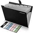 SKYDUE 8 Pockets Expanding File Folders, Accordion Folders, Portable Paper Bill Receipt Organizer, Letter Size, Home College School Office Supplies, Black