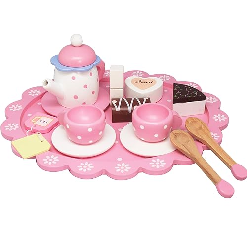 Wooden Tea Sets for Little Girls, Pretend Play for Toddlers Great