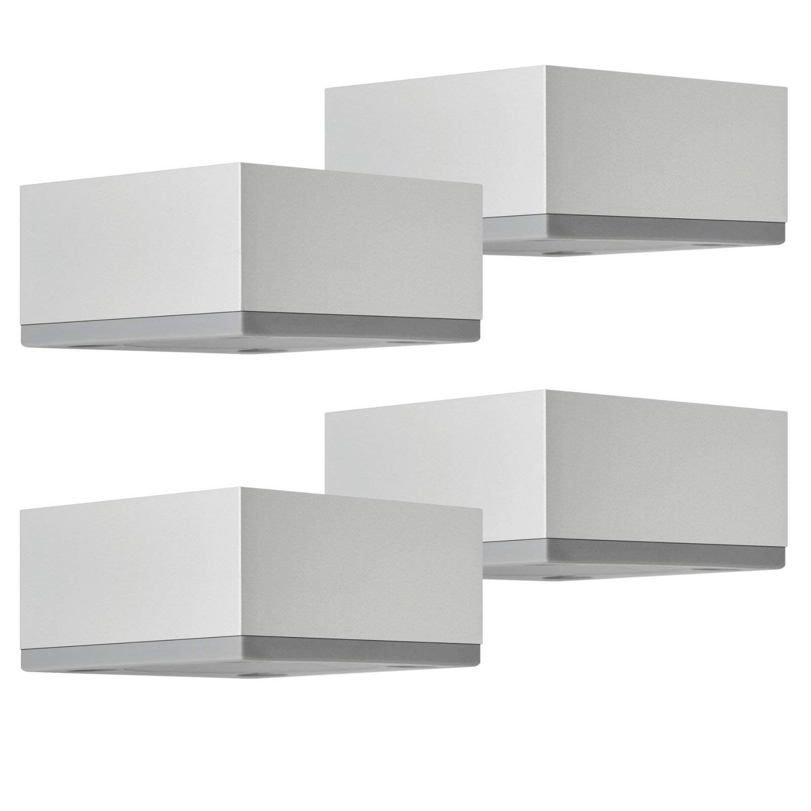 SOTECH Set of 4 Furniture Feet Motel 65 x 65 mm Height 35 mm Silver Look Anodised Aluminium Furniture Legs