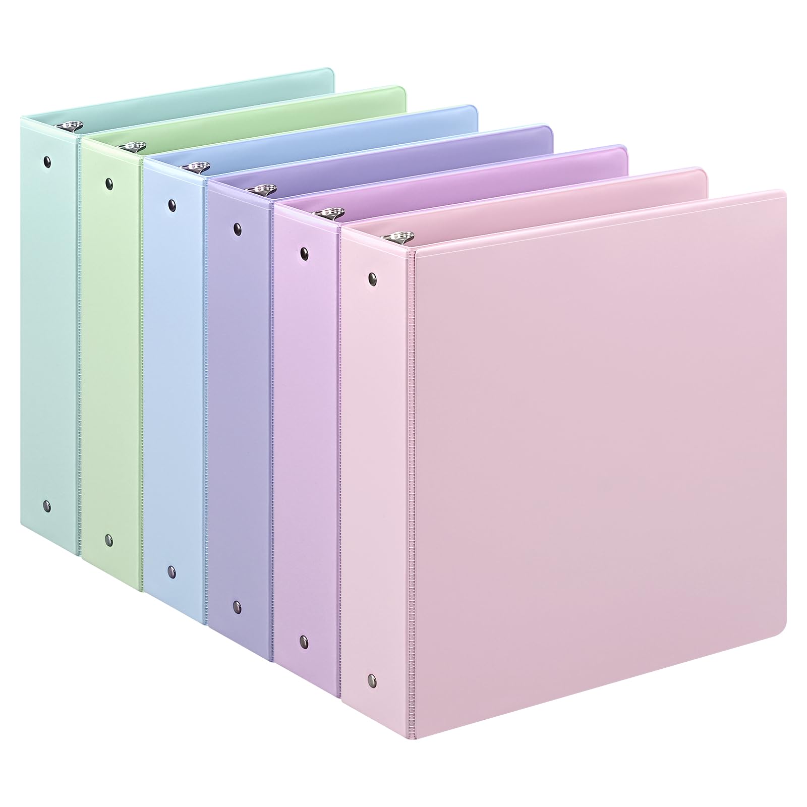 Photo 1 of 2-Inch 3-Ring Binder with Pockets, Premium 2'' Large Binders with Three Ring Binders Holds up to 450 Sheets US Letter Size, Bulk Pack of 6 (2- inch Pastel Color)