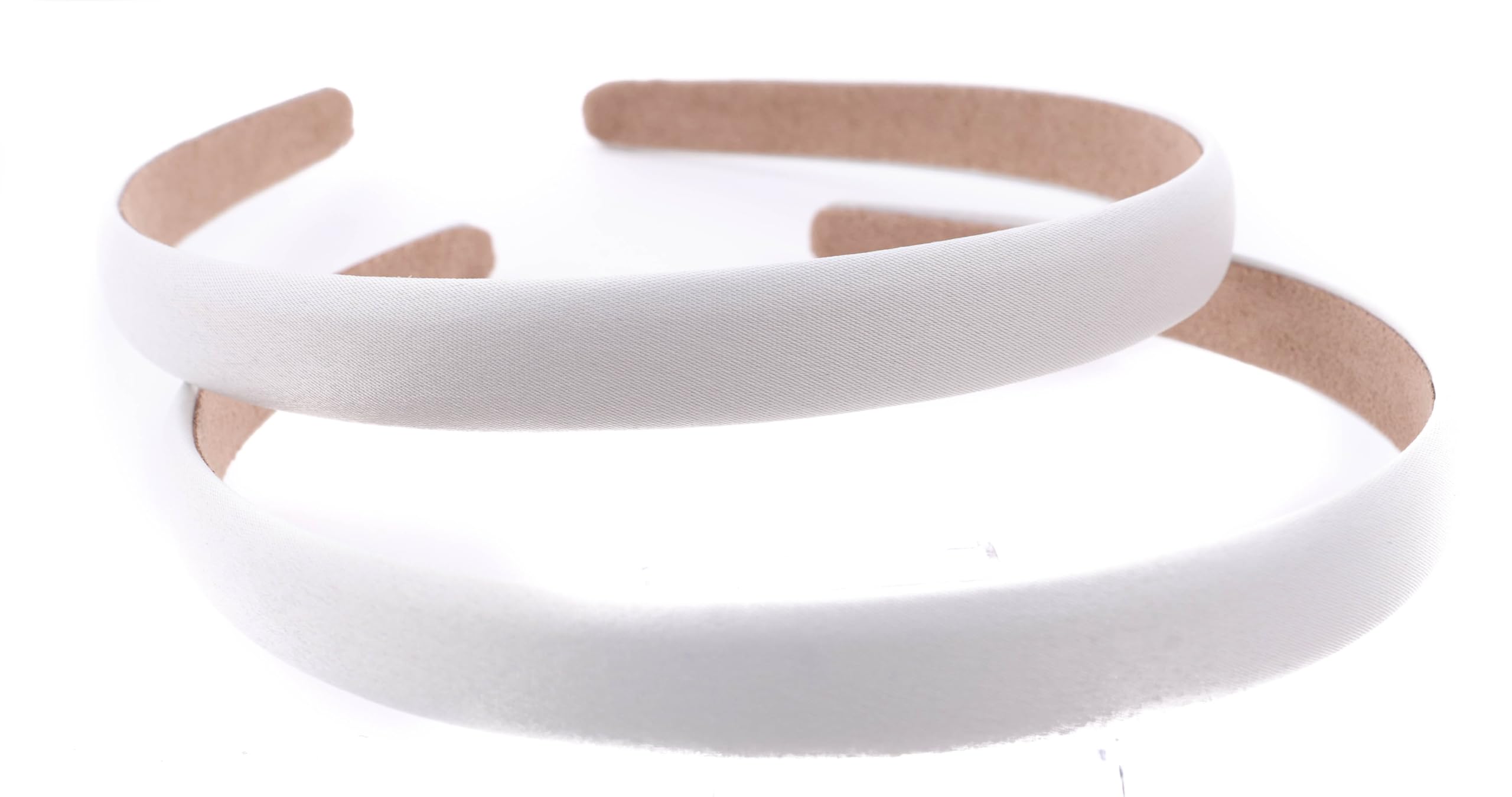 Mytoptrendz -2Pcs Plain Thin Headbands Alice Hair Band 1.5cm Wide Non Slip Satin Head Bands for Women Girls School, Bridesmaid, Party Hair Accessory(Light Cream)