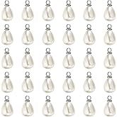 PATIKIL Pearl Charm, 100Pcs Pearl Beads Teardrop Faux Pearl Pendant Charm with Loop for Jewelry Making Bracelets Earrings Necklace
