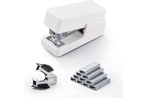 Gevanchi Mini Stapler, 20 Sheet Office Desktop Stapler with 640 Standard Staples and A Staple Remover, White