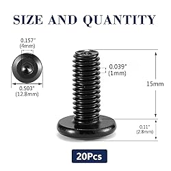 M6 x 15mm 20Pcs Flat Head Hex Socket Cap Screws