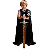 FTingLAND Kids Hooded Cloak Cape,Knight Costume for Kids Halloween Dress Up,Medieval Knight Outfit with Sword,Size 47"