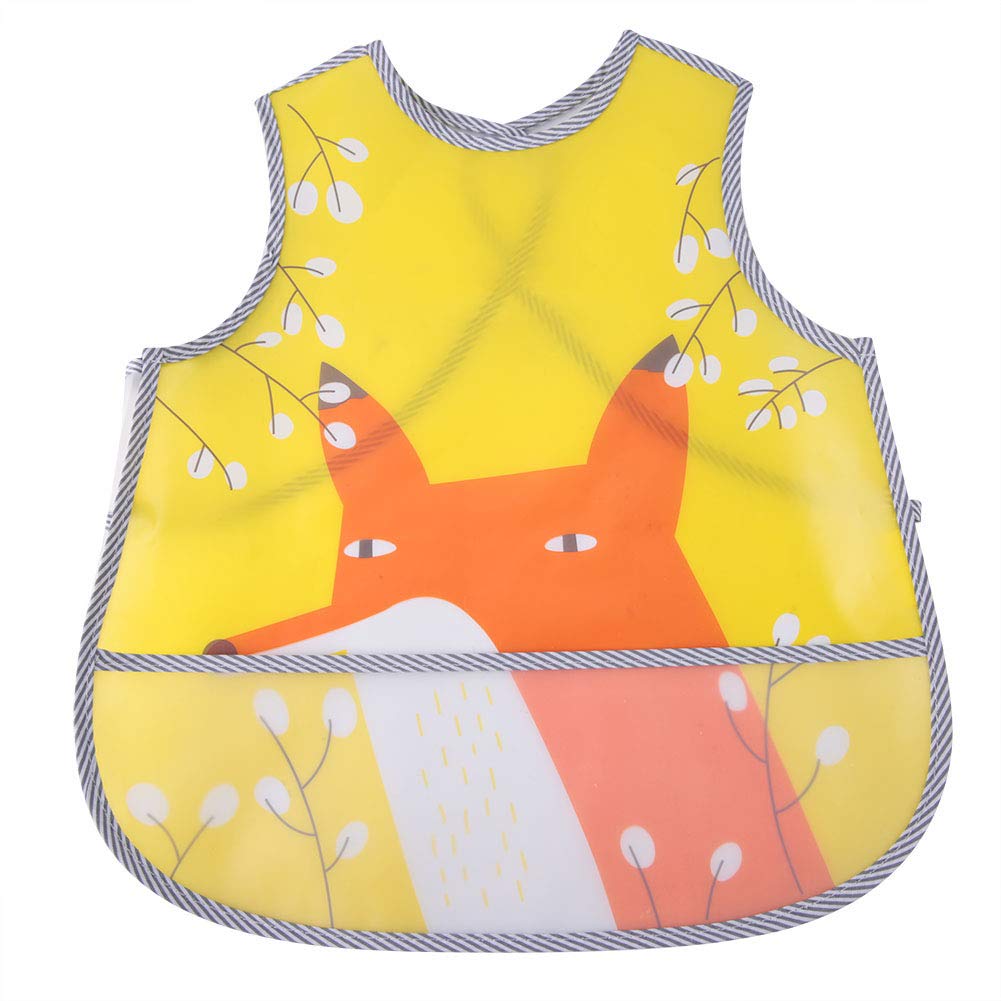 Baby Bib Cartoon Waterproof sleeveless Baby Feeding Vest Bib Overclothes with Large Pocket(2#)