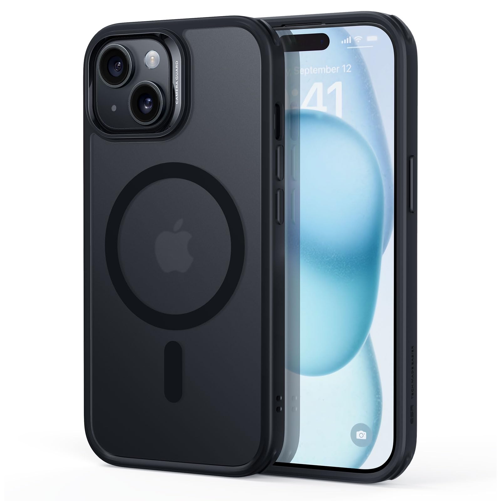 Photo 1 of ESR for iPhone 15 Case, Compatible with MagSafe, Military-Grade Protection, Yellowing Resistant, Scratch-Resistant Back, Magnetic Phone Case for iPhone 15, Classic Series, Frosted Black