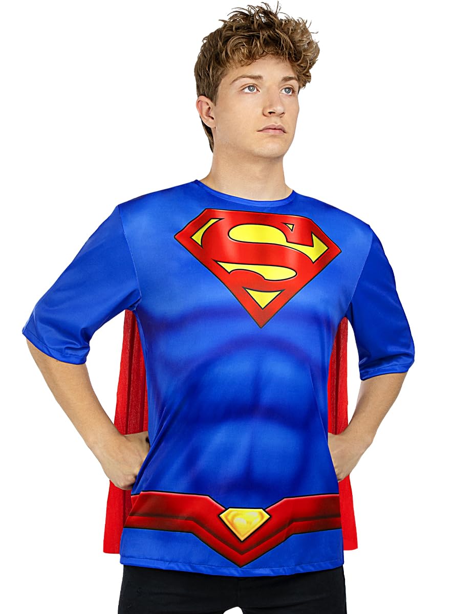 Funidelia | Superman Kit for man Man of Steel, Superheroes, DC Comics, Justice League - Costumes for adults, accessory fancy dress & props for Halloween, carnival & parties - Size M-L - Red