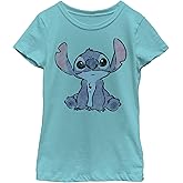 Disney Girl's Lilo & Stitch Watercolor Stitch T-Shirt - Tahiti Blue - Medium