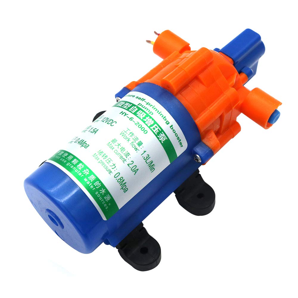 NUZAMAS 12V High Pressure Diaphragm Rated 60PSI Max 120PSI Self Priming Water Pump 30W Built-in Automatic Pressure Switch for Caravan/RV/Boat/Marine/Moto Home/Camping/Shower/Tap