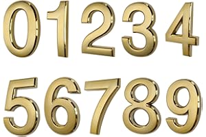 HopeWan Mailbox Numbers, Self Adhesive Door Numbers for Apartment Office Hotel Room, Raised 3D, Gold Shining, 2-3/4IN High.
