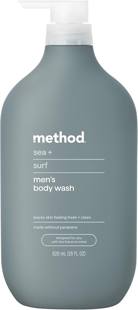 method Men’s Body Wash, Sea + Surf Scent, 28 fl oz | Soothing Formula, Leaves Skin Feeling Soft & Moisturized, Rich Lather, M
