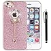 IYCK iPhone SE Case, iPhone 5S Case, 3D Handmade Cute Luxury Diamond Rhinestone Hybrid Glitter Bling Shiny TPU Soft Rubber Cover with Sparkly Bow Knot Crystal Pendent Charms for iPhone 5/5S/SE - Pink