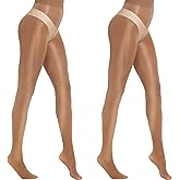 MANZI 2 Pairs Women's Shiny Sheer Tights High Waist Silk Comfort Stockings Oil Shimmery Nylons Pantyhose