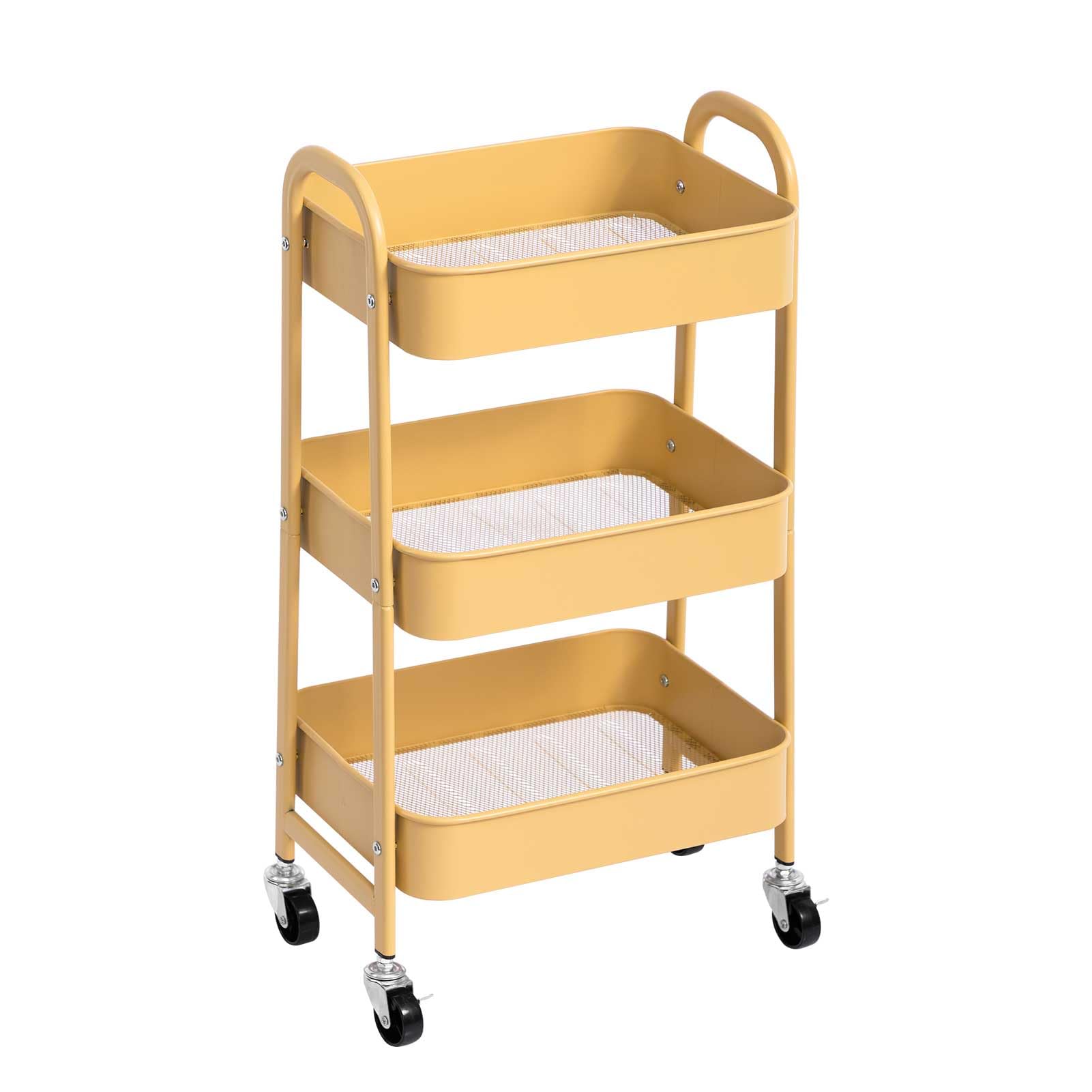 Photo 1 of AGTEK 3 Tier Rolling Cart with Lockable Wheels, Metal Utility Cart, Multifunctional Storage for Kitchen, Office, Living Room, Makeup, Craft, Art Studio, Khaki