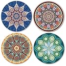 Coastero Absorbent Stone Drink Coasters - MANDALA