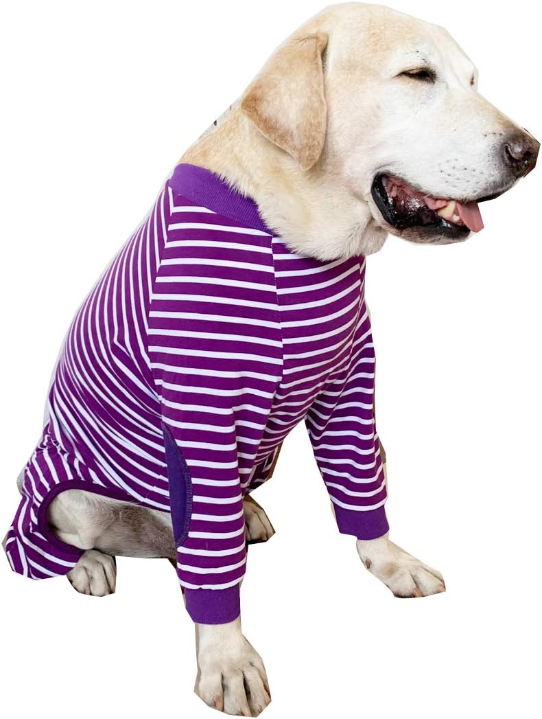 dog clothes for large dogs on Black Large Dog Clothes Protect Joints Anti Hair Four Legged Classic Striped Zipper Pet Pajamas Dog