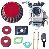 15mm Carburetor Upgrade Kit for 2-Stroke 33-52cc Scooter Red | Includes air filter, manifold, intake pipe, alloy stack, fits XG-550, BladeZ, Moby X