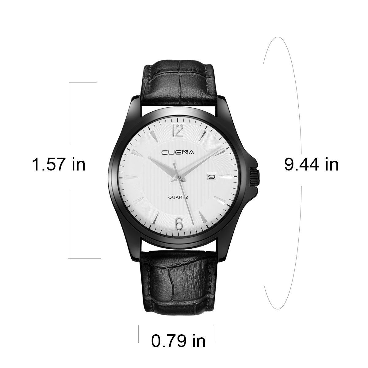 Simplicity Men\'s Wrist Quartz Watch, Comfortable PU Leather Watch with Simple Surface by CUENA, Black