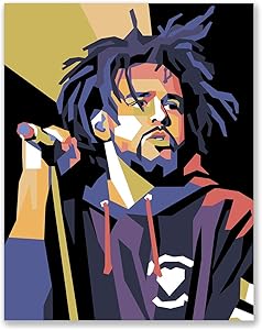 J Cole Poster - Vector Art Portrait - Geometric Illustration - Bedroom Poster for Teenager - Gift for Friend (11x14)