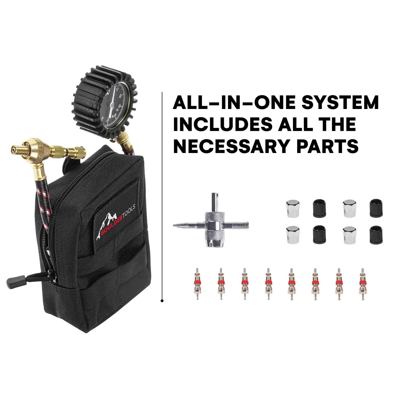 Boulder Tools Heavy Duty Rapid Tire Deflator & Molle Pouch Precision