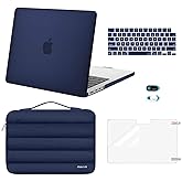 MOSISO Compatible with MacBook Pro 14 inch Case 2026-2021 M5 M4 M3 M2 M1 A3434 A3112 A3185 A3401 A2918 A2992 A2779 A2442, Hard Case&Puffy Sleeve Bag&Keyboard Skin&Webcam Cover&ScreenFilm, Navy Blue
