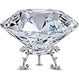 MerryNine Top 80mm K9 Clear Crystal Ball Diamond Paperweight Decoration with Sliver Triangle Base, Decoration Wedding, Store,Home,Office, Birthday Gifts for Women,Mothers,Family,Friends (80mm, Clear)